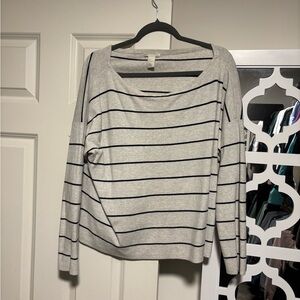 Gray Striped Long Sleeve Top
